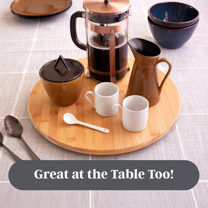 14” Bamboo Wood Lazy Susan Organizer for Kitchen, Turntable for Cabinet, Countertop, Table or Pantry