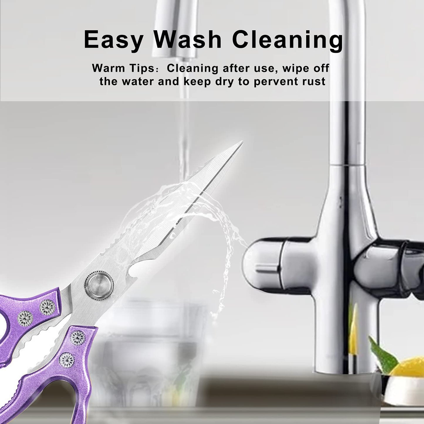 Kitchen Scissors, Sharp Kitchen Shears Dishwasher Safe Heavy Duty,Purple Kitchen Accessories Cooking Shears for Kitchen Meat Chicken Fish Poultry Herb Bread (Purple))