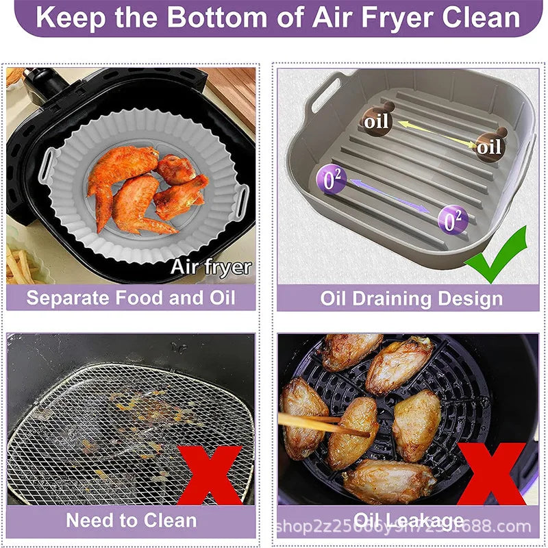 Air Fryer Silicone Liners Air Fryer Silicone Pot Reusable Silicone Air Fryer Liners Food Safe Non Stick Air Fryer Basket Accesso
