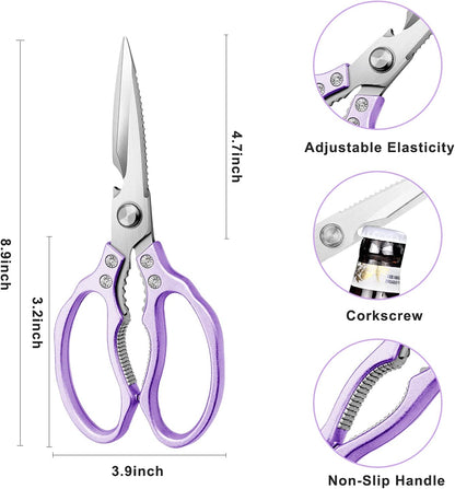 Kitchen Scissors, Sharp Kitchen Shears Dishwasher Safe Heavy Duty,Purple Kitchen Accessories Cooking Shears for Kitchen Meat Chicken Fish Poultry Herb Bread (Purple))