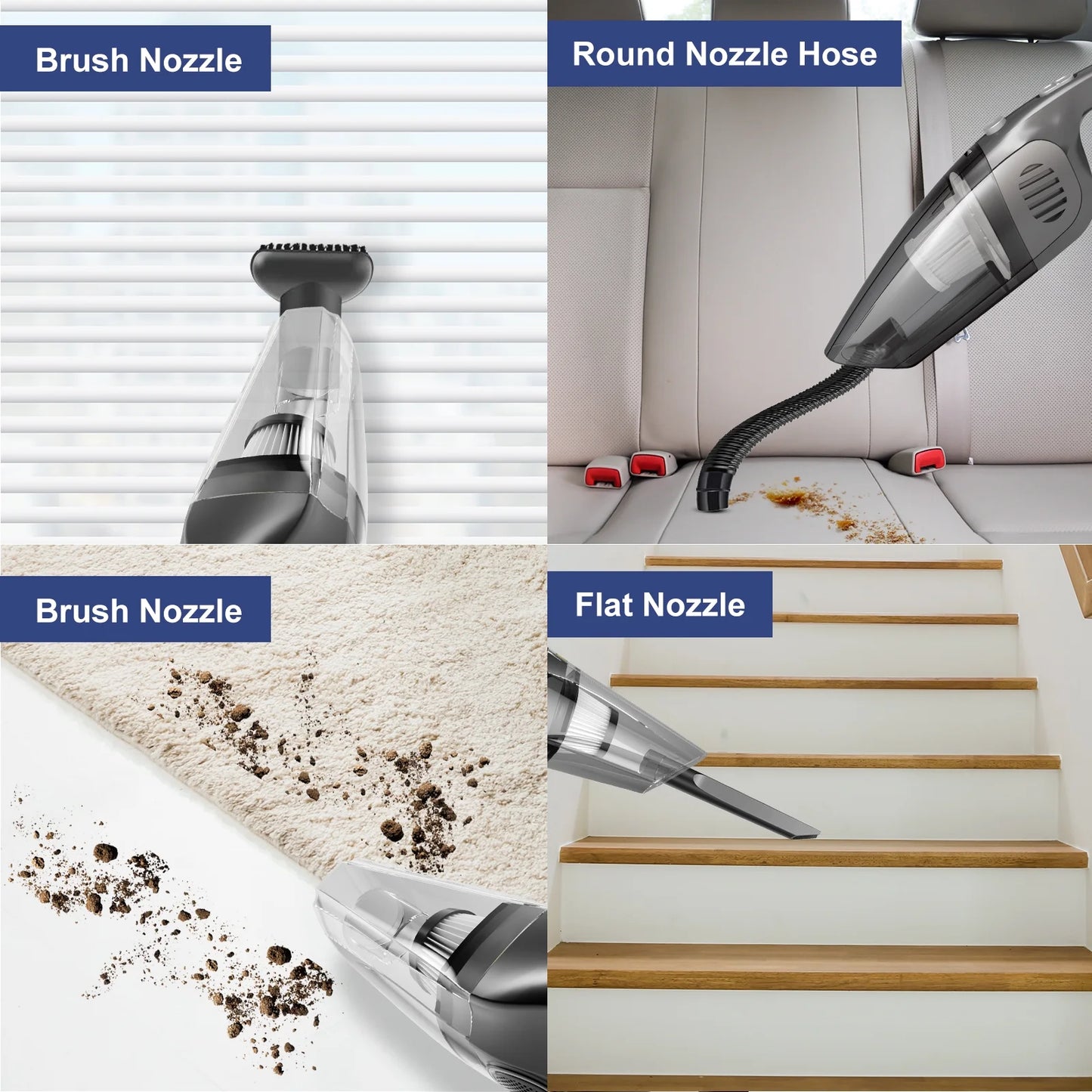 Portable Car Vacuum Cleaner,  Cordless Handheld Vacuum 7.5KPA Powerful Wet Dry Vac for Home Car Pet Hair