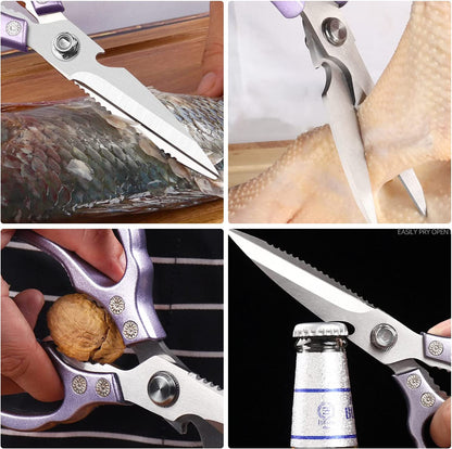 Kitchen Scissors, Sharp Kitchen Shears Dishwasher Safe Heavy Duty,Purple Kitchen Accessories Cooking Shears for Kitchen Meat Chicken Fish Poultry Herb Bread (Purple))
