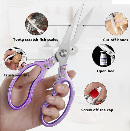 Kitchen Scissors, Sharp Kitchen Shears Dishwasher Safe Heavy Duty,Purple Kitchen Accessories Cooking Shears for Kitchen Meat Chicken Fish Poultry Herb Bread (Purple))
