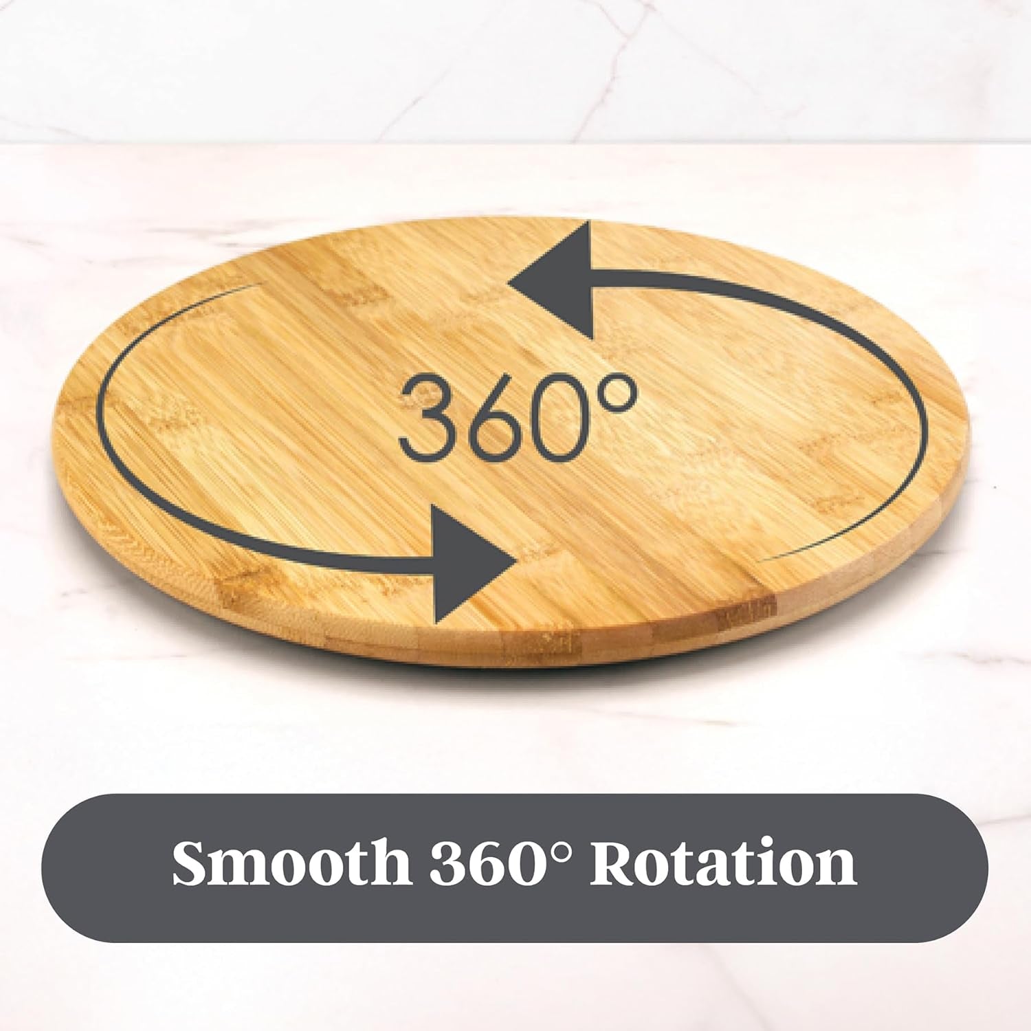 14” Bamboo Wood Lazy Susan Organizer for Kitchen, Turntable for Cabinet, Countertop, Table or Pantry