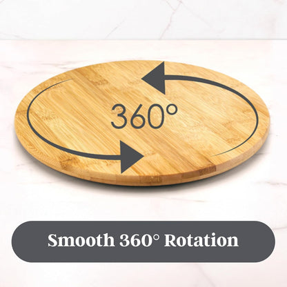 14” Bamboo Wood Lazy Susan Organizer for Kitchen, Turntable for Cabinet, Countertop, Table or Pantry