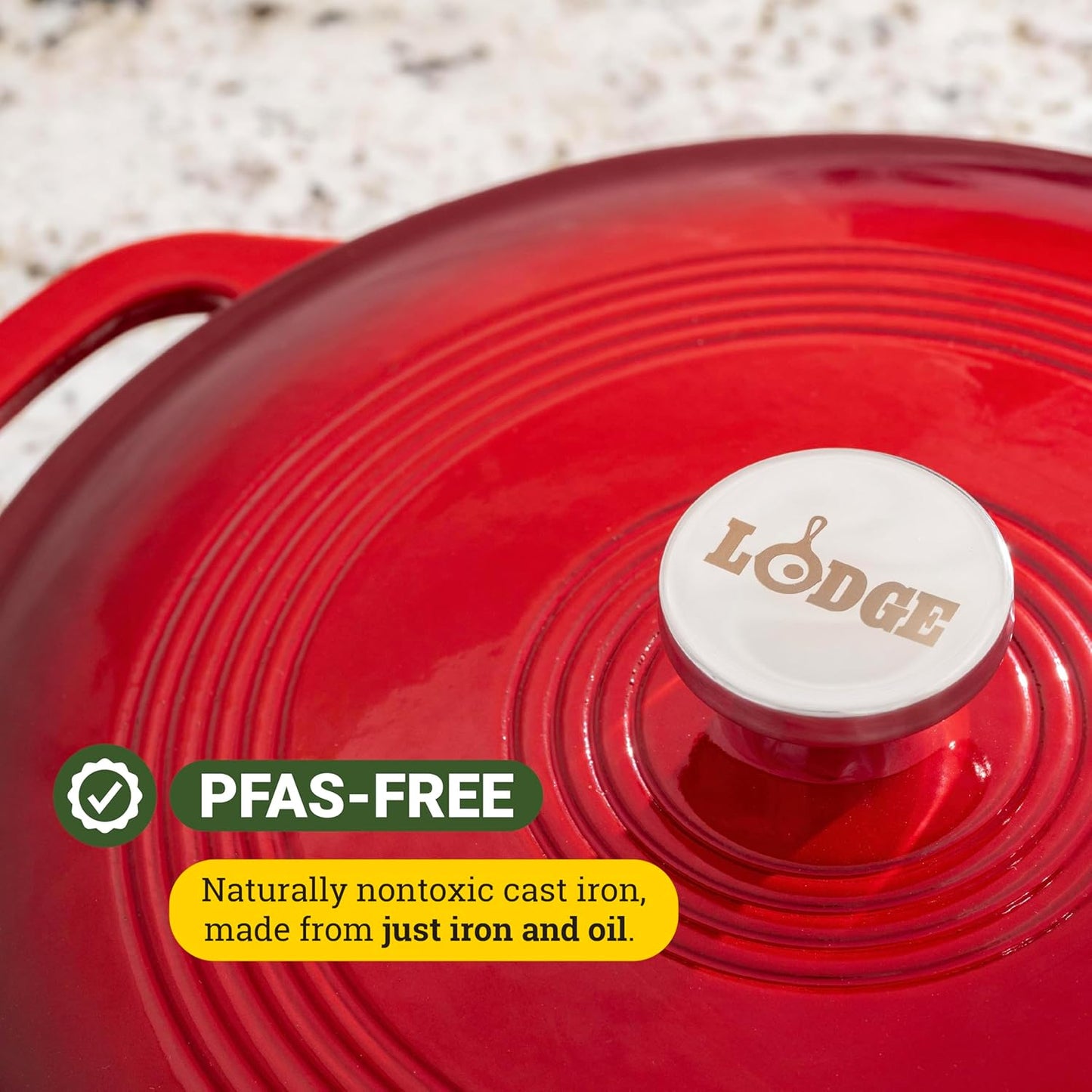 3.6 Quart Cast Iron Casserole Pan. Red Enamel Cast Iron Casserole Dish with Dual Handles and Lid (Island Spice Red)