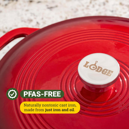 3.6 Quart Cast Iron Casserole Pan. Red Enamel Cast Iron Casserole Dish with Dual Handles and Lid (Island Spice Red)